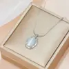Wholesale 304 Stainless Steel Oval PVD Coated Cat's Eye Stone 18K Real Gold Plated Retro Waterproof Non Tarnish Inlay Pendant Necklace