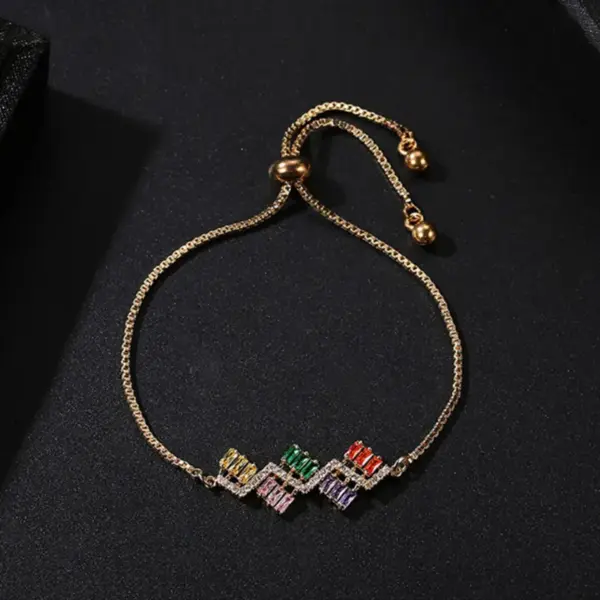 Wholesale 304 Stainless Steel Copper Gold Plated Casual Elegant Simple Style Drawstring Inlay One-Shaped Quadrilateral Bamboo Zircon Bracelets