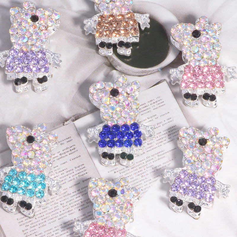 Wholesale Three-Dimensional Double-Sided Peppa Pig Four-Hole Loose Beads DIY Beaded Mobile Phone Key Chain Necklace Bag Chain Aessories