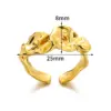 PVD Coated Real Gold Plated Irregular Solid Color 304 Stainless Steel Elegant Waterproof Non Tarnish Open Rings