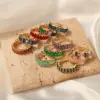 Wholesale Elegant Glam Luxurious Solid Color Copper Plating Inlay Zircon 18k Gold Plated Open Rings
