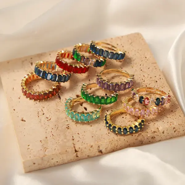 Wholesale Elegant Glam Luxurious Solid Color Copper Plating Inlay Zircon 18k Gold Plated Open Rings