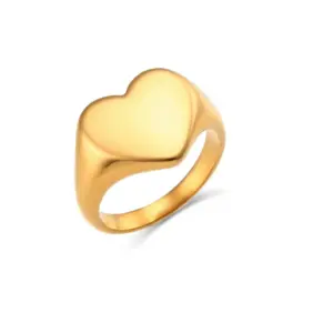 Big Glossy Peach Heart Ring / No. 8