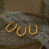 304 Stainless Steel U Shape PVD Coated 18K Real Gold Plated Elegant Retro Vacation Waterproof Non Tarnish Plating Gold Earrings