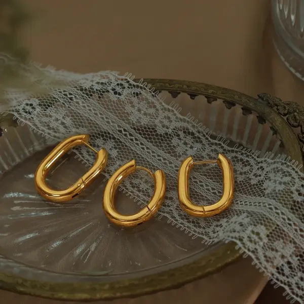 304 Stainless Steel U Shape PVD Coated 18K Real Gold Plated Elegant Retro Vacation Waterproof Non Tarnish Plating Gold Earrings