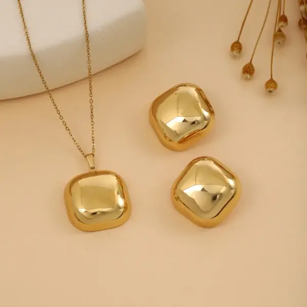 Wholesale Jewelry Elegant Retro Geometric Heart Shape Flower Stainless Steel Plating Jewelry Set