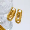 Wholesale PVD Coated Real Gold Plated Oval Thread 304 Stainless Steel Elegant Retro Waterproof Non Tarnish Drop Earrings