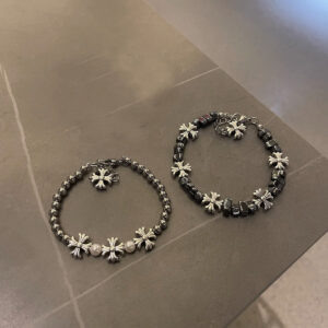 Wholesale Broken Silver Cross Flower Stitching Bracelet Men's Bracelet Couple's Accessories Vintage Hip-hop Jewelry