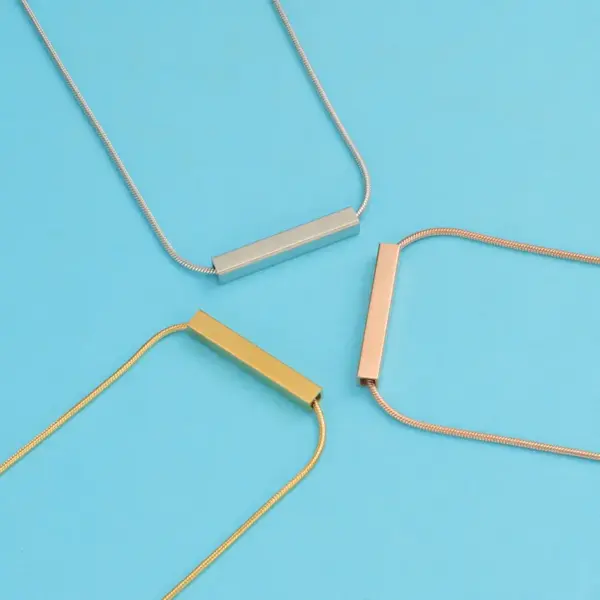 304 Stainless Steel Customization Laser Engraving Solid Color PVD Coated 18K Real Gold Plated Simple Style Waterproof Non Tarnish Polishing Plating Necklace