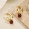 Wholesale Elegant Polished Plated C-Shape Pearl Resin Water Diamond Round Rectangle Acrylic Earrings Women Casual Holiday Style Jewelry