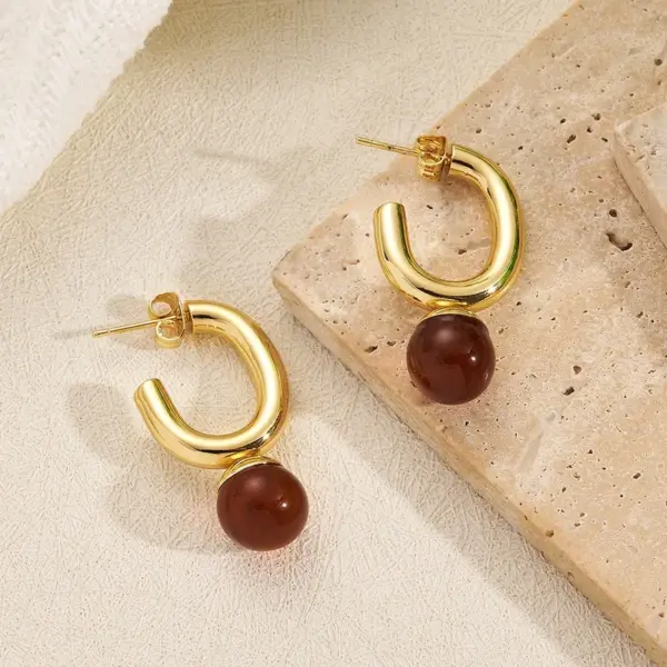 Wholesale Elegant Polished Plated C-Shape Pearl Resin Water Diamond Round Rectangle Acrylic Earrings Women Casual Holiday Style Jewelry