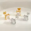 Wholesale 1 Pair Elegant Simple Style Artistic Geometric Square Plating Inlay 304 Stainless Steel Zircon 18K Gold Plated Ear Studs