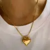 Wholesale PVD Coated Real Gold Plated 16K White Plating Heart Shape 304 Stainless Steel Modern Style Artistic Waterproof Non Tarnish Pendant Necklace