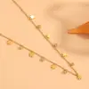 Wholesale 304 Stainless Steel Round Water Droplets Eye PVD Coated Rhinestones Shell 18K Real Gold Plated Cute Sweet Waterproof Non Tarnish Inlay Gold Bracelets Necklace