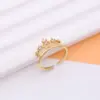 Wholesale Shiny Crown Copper 18k Gold Plated Artificial Pearls Zircon Open Rings In Bulk