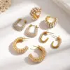 Wholesale Trendy Fashion Ins Style Gold-Plated Imitation Gold 304 Stainless Steel Imitation Pearl U-Shaped C-Shaped Simple Stud Earrings