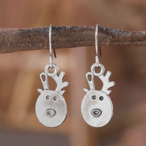 Cartoon elk head earrings a pair