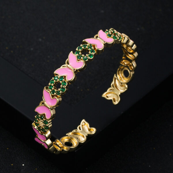 oly-479bfd1f703c4570baef559ded8d8ea9 Wholesale Fashion Internet pular Copper Gold Plated Oil opping Butterfly Bracelet Advanced Sense Opening Exquisite Bracelet Aessories for Women