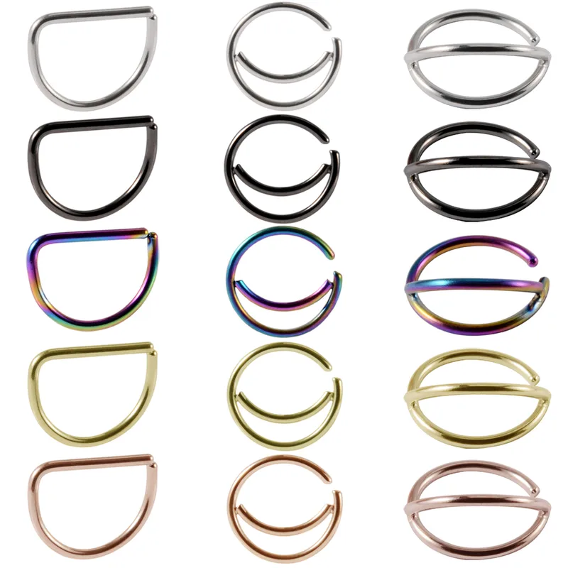 Wholesale 1 Piece Nose Rings & Studs Casual Vacation Geometric 304 Stainless Steel lishing 18K Gold Plated Lip Rings Ear Cartilage Rings & Stu