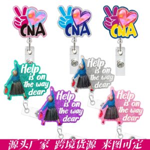 Wholesale Acrylic Shiny Fun Easy Pull Buckle Retractable CNA Medical Care Keychain Irregular badge ID Buckle Manufacturers