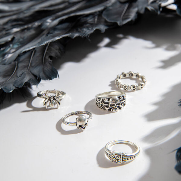 oly-47ad2b6377a052da0b866cc1d263e078 Wholesale Halloween dark punk style skull ring set
