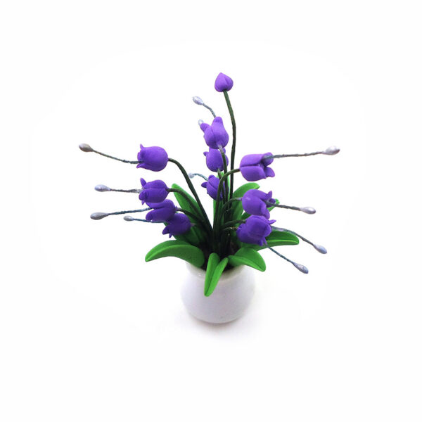 Wholesale 1:12 dollhouse accessories dollhouse mini clay flower plant pot white porcelain pot orchid model