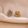 Wholesale 1 Pair/Package Casual Modern Style Sweet Flower Handmade Polishing Enamel 304 Stainless Steel 18K Gold Plated Ear Studs