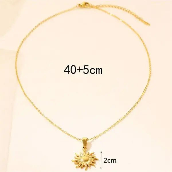 Wholesale 201 Stainless Steel 304 Stainless Steel Ferroalloy Sun Electroplating Vacuum Plating Real Gold Plated Vintage Style Simple Style Classic Style Waterproof Non Tarnish Plating Gold Pendant Necklace