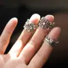 Wholesale Copper Brass Silver Plated Plating Round Flower Zircon Open Rings