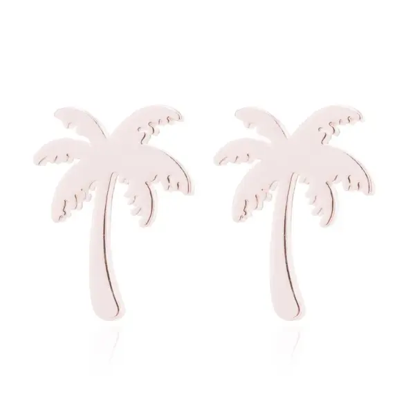 PVD Coated 18K Gold Real Gold Plated Coconut Tree 304 Stainless Steel Simple Style Waterproof Non Tarnish Ear Studs
