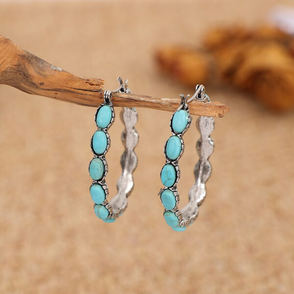 Wholesale Western Style Turquoise Earrings Personalized Ethnic Style Turquoise Earrings