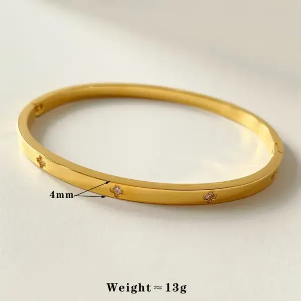 PVD Coated Real Gold Plated 16K White Heart Shape 304 Stainless Steel Casual Elegant Waterproof Non Tarnish Bracelets Bangle