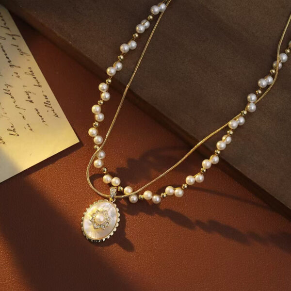 Wholesale Rose Stacked Double-Layered Pearl Necklace Accessories for Women Summer High-End Clavicle Chain Accessible Luxury Niche Necklace Jewelry