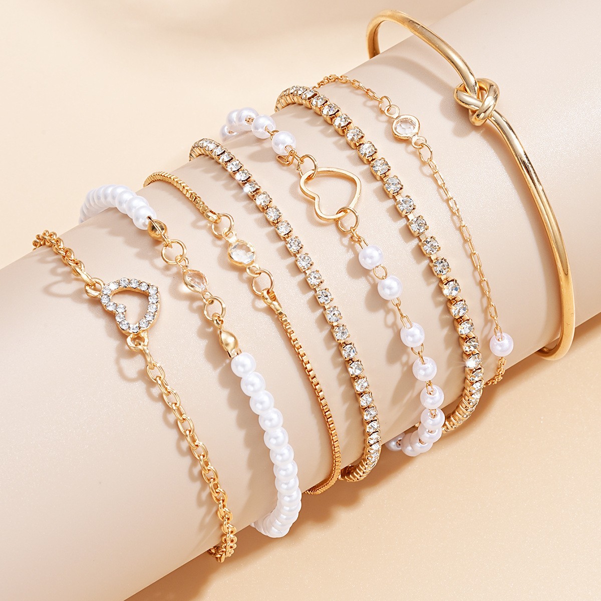 Wholesale Cross-border Europe and the United States semi-managed new fashion knot int ill zircon love bracelet 8 piece set about temperament women's j