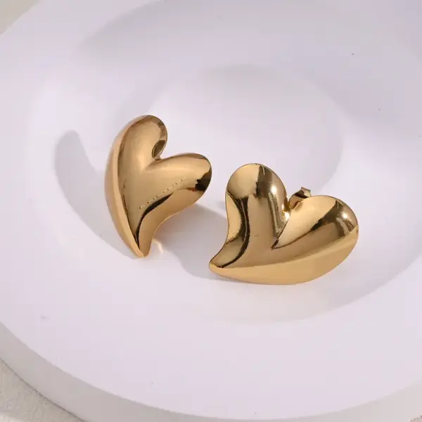 Electroplating Golden Plated Lips Red Heart 304 Stainless Steel Casual Simple Style Polishing Plating Earrings