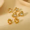 Wholesale PVD Coated Real Gold Plated Star Heart Shape 304 Stainless Steel Simple Style Commute Waterproof Non Tarnish Ear Studs