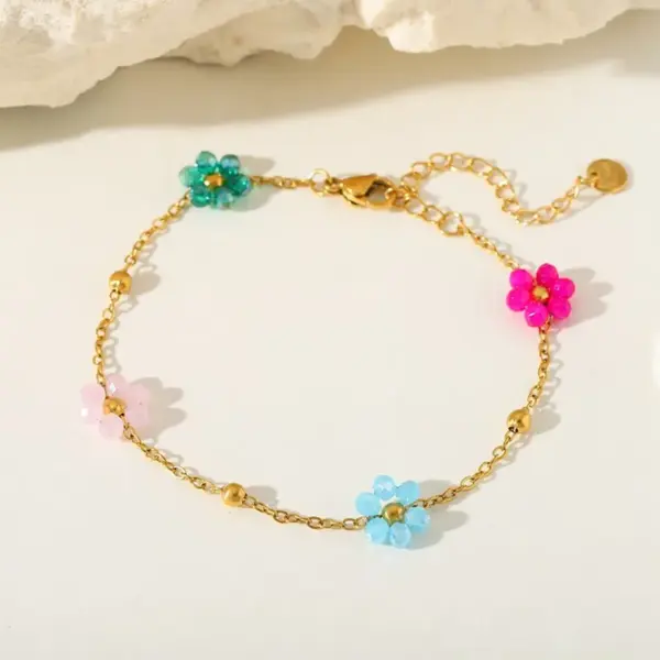 PVD Coated Real Gold Plated 18K Gold Flower Stainless Steel Simple Style Waterproof Non Tarnish Stainless Steel Necklace