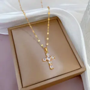 F134 White Titanium Steel Chain Copper Pendant