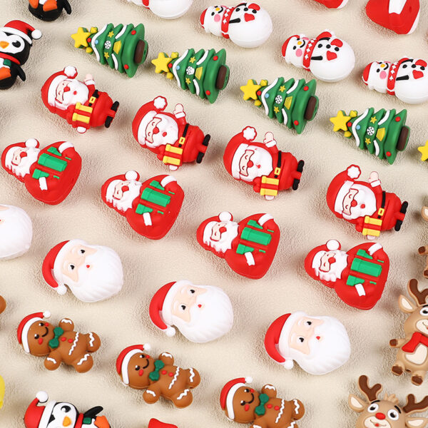 oly-47cf1f0bb3ff74c6d3c34169a9d837f5 Wholesale 2025 Cute 3D Silicone Beads Santa Claus Stereo Beads DIY Holiday Decorations Christmas Tree Silicone Beads