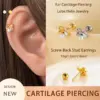 Wholesale 1 Piece Ear Cartilage Rings & Studs Casual Simple Style Classic Style Heart Shape Flower Copper Inlay Zircon