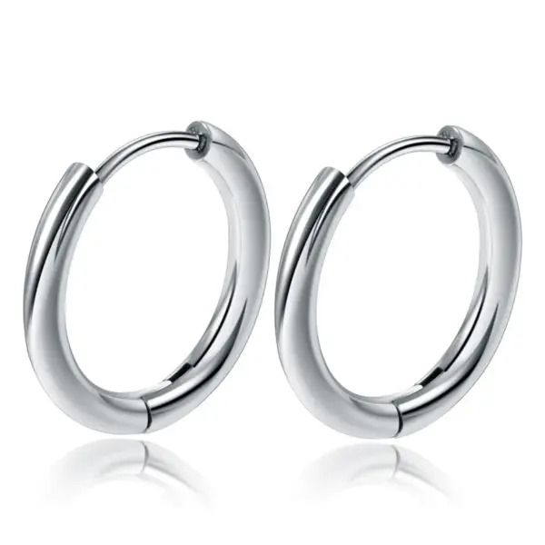 Wholesale 1 Piece Retro Solid Color Plating 304 Stainless Steel Titanium Steel Hoop Earrings