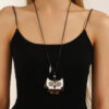 Wholesale Long heart-shaped pendant, simple and luxurious leather necklace.