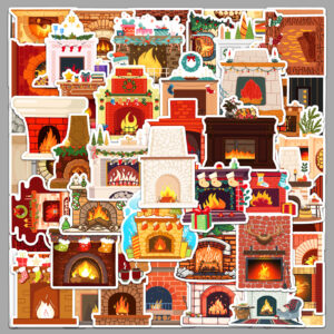 Wholesale 50 pcs/pack fireplace graffiti stickers Christmas decorative stickers