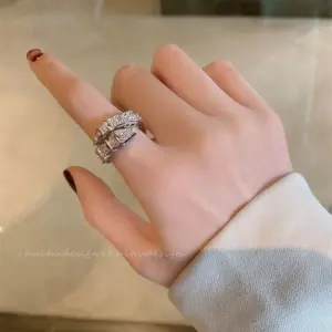 Micro Rhinestone Snake Ring / Adjustable Opening