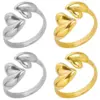 Wholesale Ion Plating (IP) Real Gold Plated 18K Gold Heart Shape 304 Stainless Steel Simple Style Waterproof Non Tarnish Open Rings