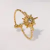 Wholesale Fashionable And Elegant High-end Small Exquisite Open Stainless Steel Ring Star Cross Shape Gold-plated Non-fading Ring Suitable For Daily Casual Dating