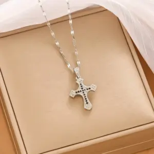 246-10 Mini Cross Necklace-Silver