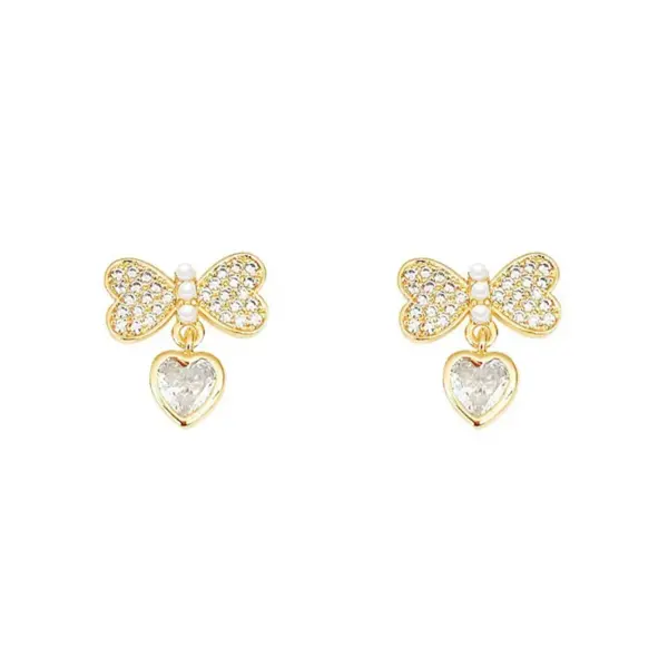 Wholesale 1 Pair Simple Style Butterfly Inlay Copper Zircon Drop Earrings