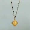 PVD Coated 18K Gold Plated Cross Conch 304 Stainless Steel Casual Cute Waterproof Non Tarnish 304 Stainless Steel Pendant Necklace