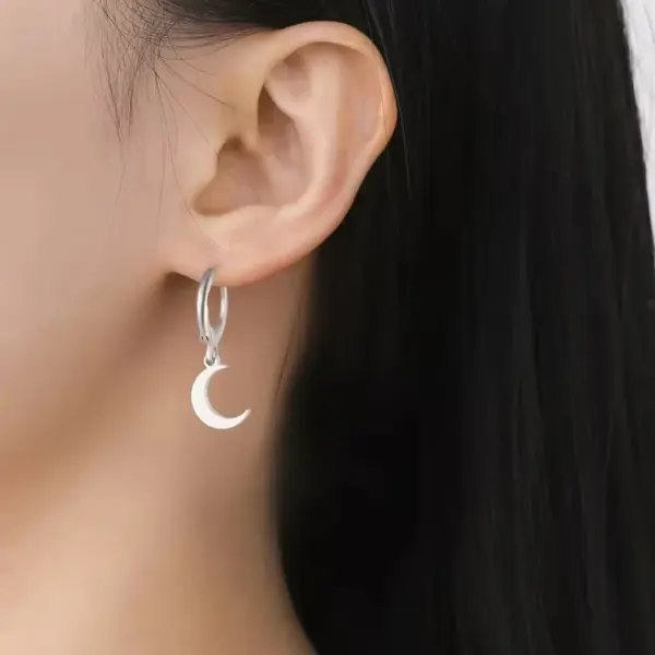 Wholesale 1 Pair Simple Style Star Moon Plating 304 Stainless Steel Drop Earrings